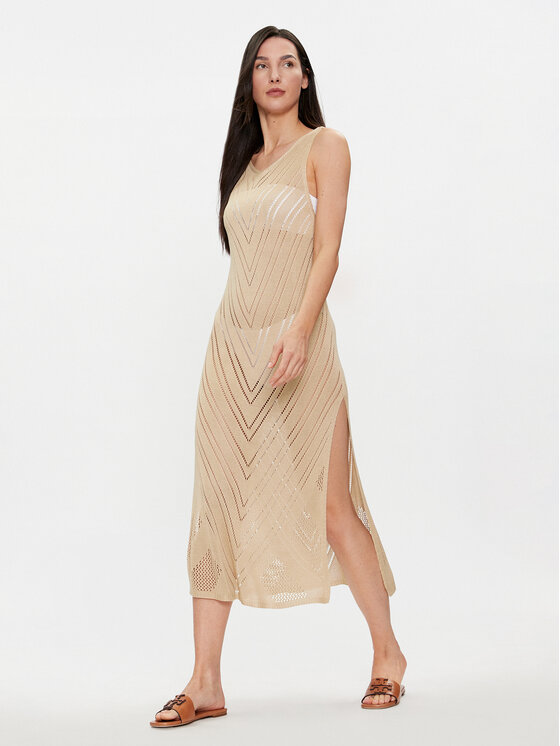 Selmark Selmark Φόρεμα παραλίας BC078 Μπεζ Regular Fit