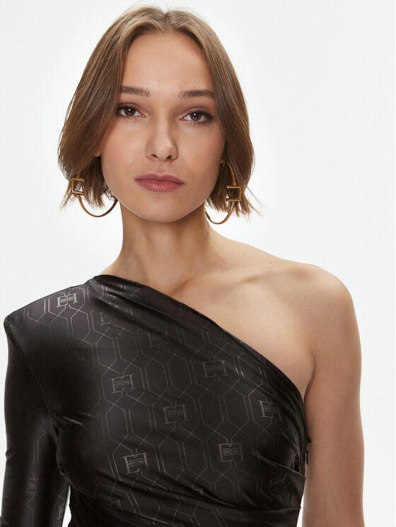 Elisabetta Franchi Elisabetta Franchi Kokteilinė suknelė AB-436-37E2-V450 Juoda Slim Fit
