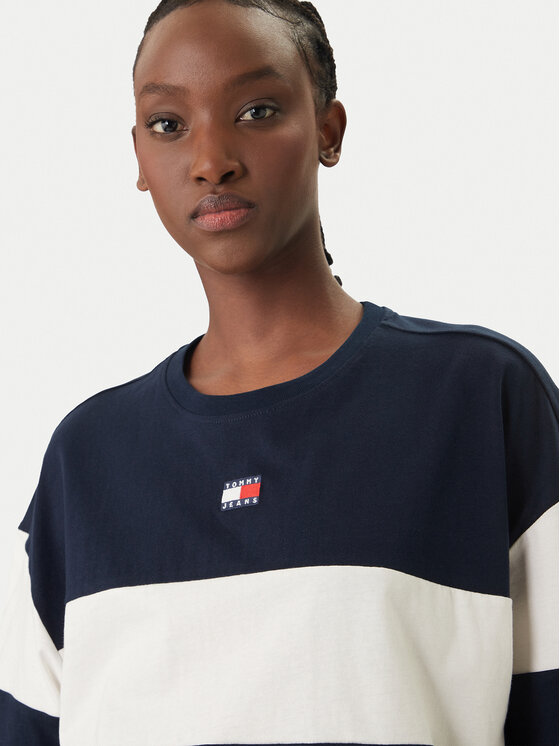 Tommy Jeans Tommy Jeans Póló Badge Colour-Blocked DW0DW18706 Sötétkék Oversize