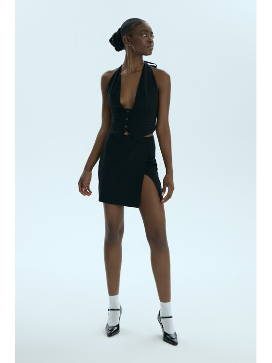 Laretaggio Laretaggio Spódnica Abra hot mini skirt in black Czarny Basic Fit