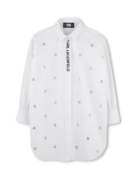 Karl Lagerfeld Kids Karl Lagerfeld Kids Rochie tip cămașă Z30463 D Alb Relaxed Fit