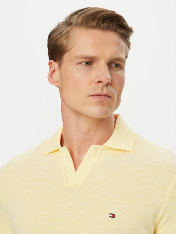 Tommy Hilfiger Tommy Hilfiger Тениска с яка и копчета Textured Oxford Pique MW0MW38482 Светложълт Regular Fit