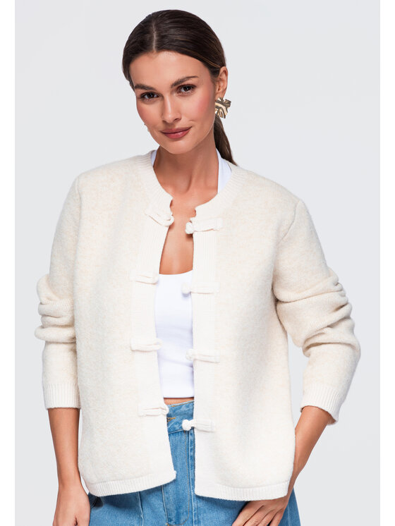 Ombre Ombre Sweter OW-SW-E0007 Beżowy Regular Fit