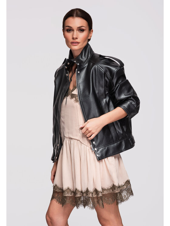 Ombre Ombre Kurtka przejściowa OW-JAFL-0104 Czarny Oversize