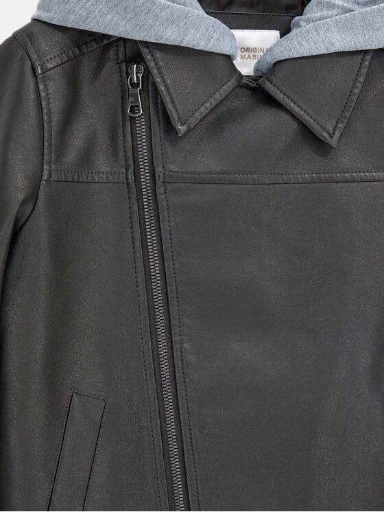 Original Marines Original Marines Jakna od imitacije kože DFP4072YM Crna Regular Fit
