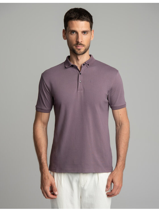 Borgio Borgio Polo Matteo 01 Fioletowy Classic Fit