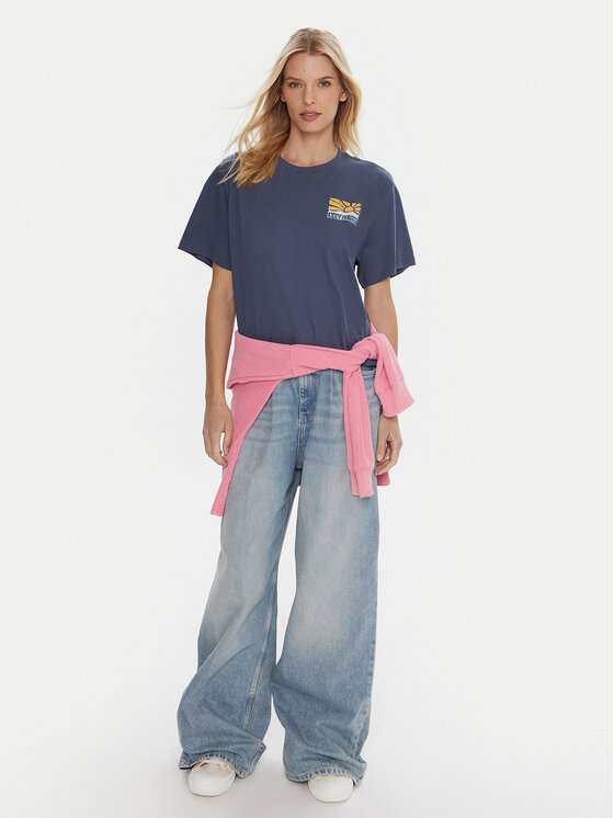 Roxy Roxy T-krekls Hangloose Poster ERJZT06018 Zils Regular Fit