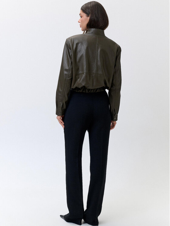 FAN LEATHER FAN LEATHER Kurtka skórzana JTLW844-55 Khaki Loose Fit