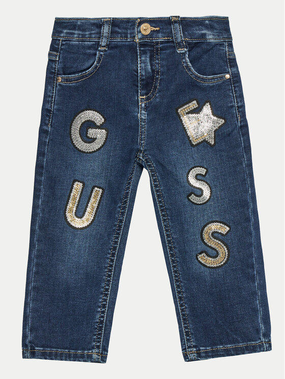 Guess Jeans Hlače K4BA04 D4CA0 Mornarsko Modra Regular Fit