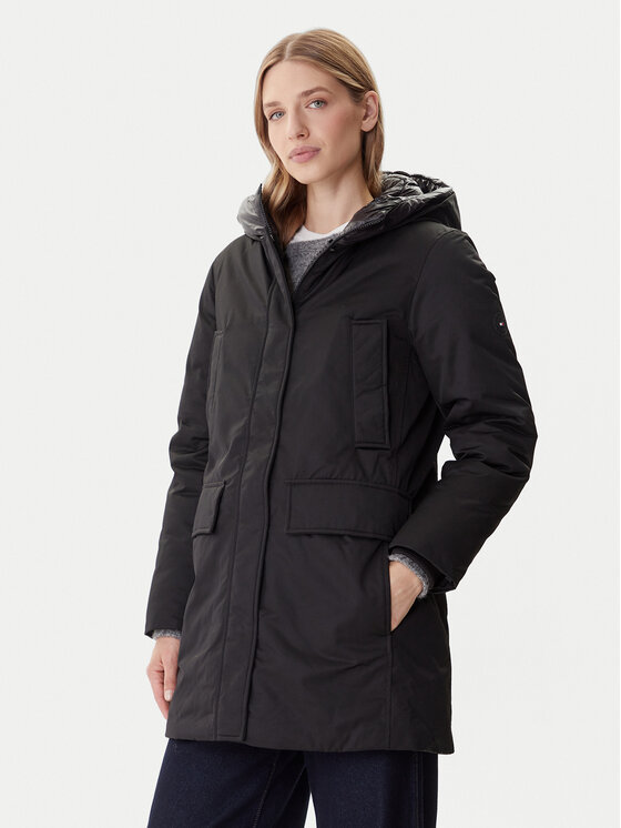 Tommy Hilfiger Tommy Hilfiger Parka WW0WW46533 Černá Relaxed Fit