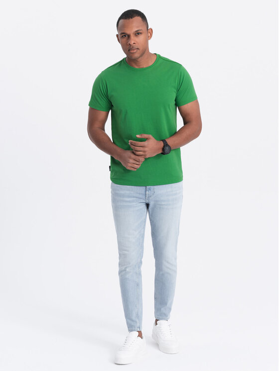 Ombre Ombre T-Shirt OM-TSBS-0146 Zielony Regular Fit