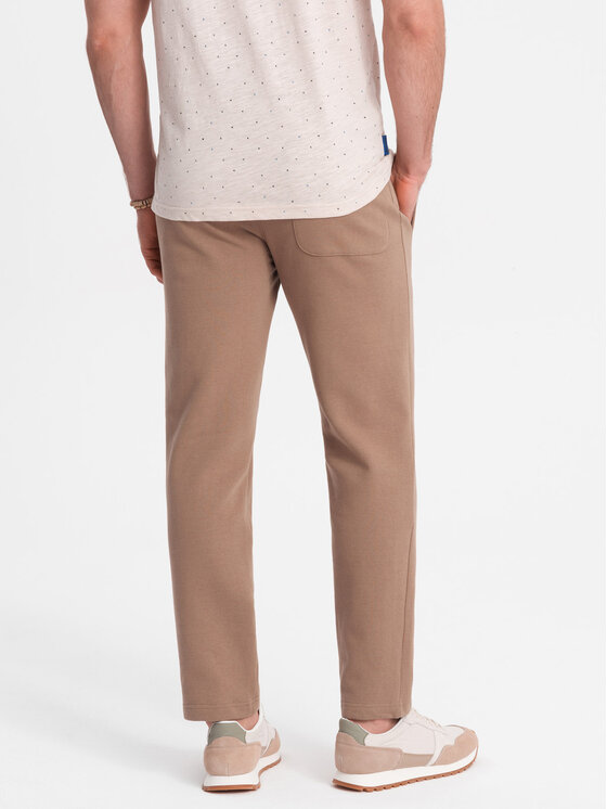 Ombre Ombre Spodnie dresowe OM-PABS-0206 Brązowy Regular Fit