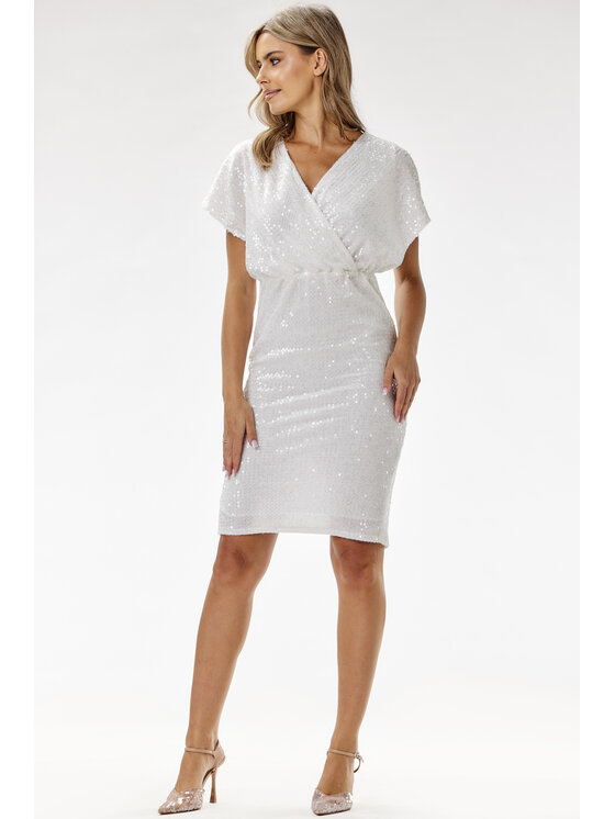Awama Awama Sukienka wieczorowa A698 Biały Basic Fit