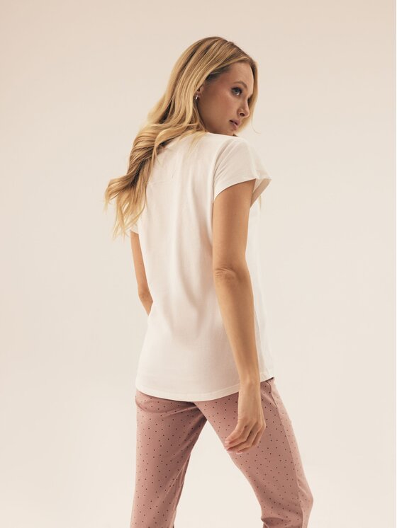 Esotiq Esotiq Piżama 42404 Biały Regular Fit