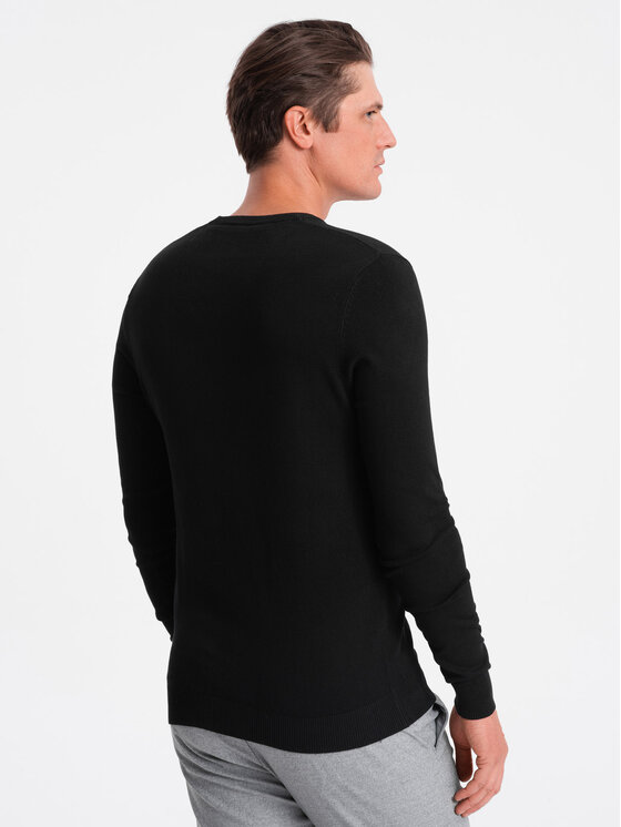 Ombre Ombre Sweter OM-SWBS-0107 Czarny Regular Fit