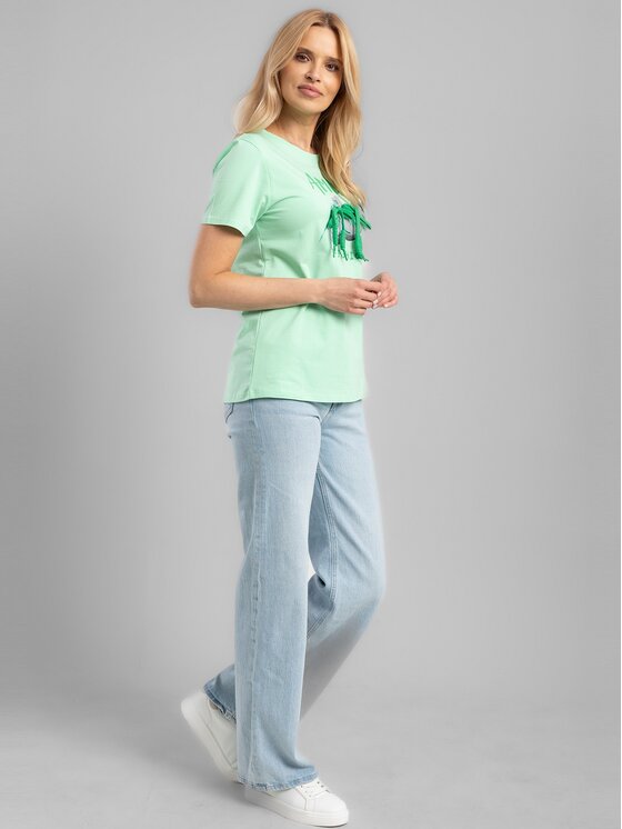 Perso Perso T-Shirt TCE245410F Zielony Regular Fit