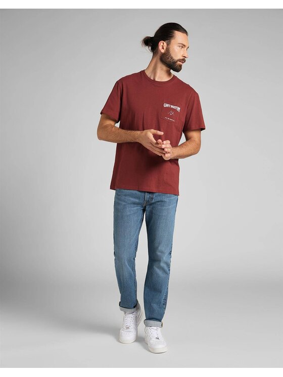 Lee Lee T-Shirt SS CANT BUSTEM TEE Czerwony Regular Fit