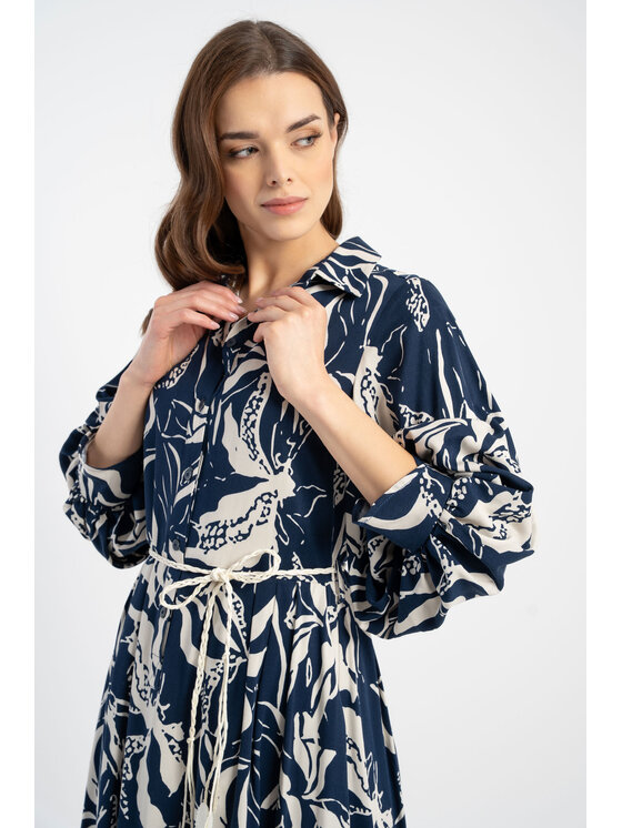 CLICK CLICK Každodenné šaty 60-6086 Tmavomodrá Regular Fit