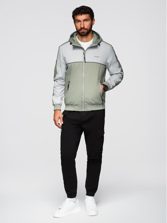 Ombre Ombre Kurtka przejściowa OM-JANP-0228 Szary Regular Fit