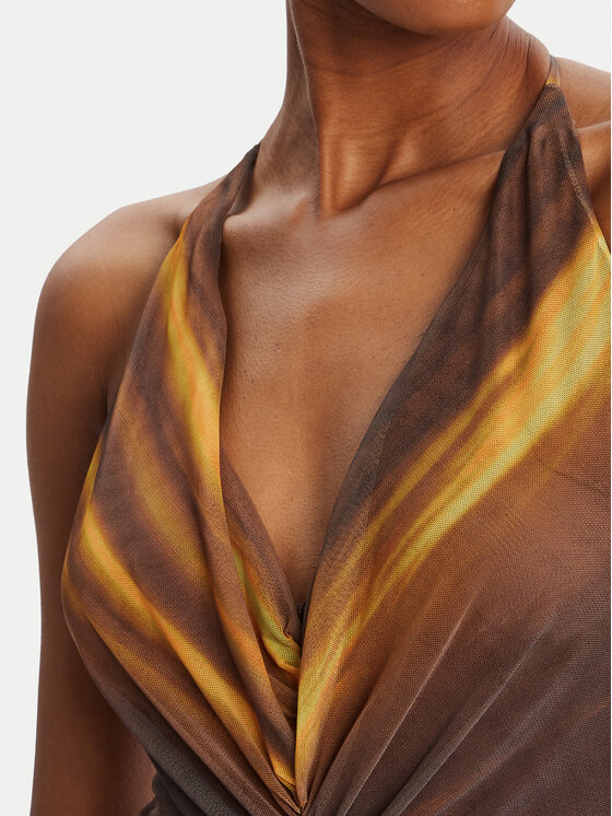 BARDOT BARDOT Koktejlové šaty Aries Mesh Maxi 59999DB Hnědá Slim Fit