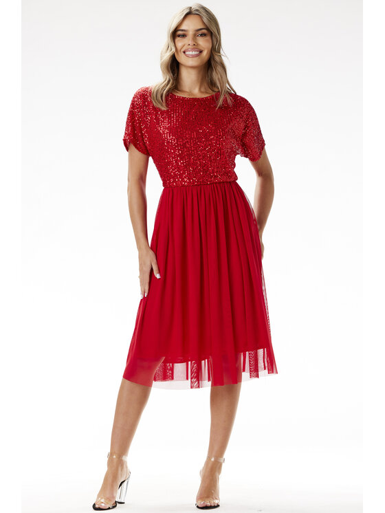 Awama Awama Sukienka wieczorowa A689 Czerwony Basic Fit