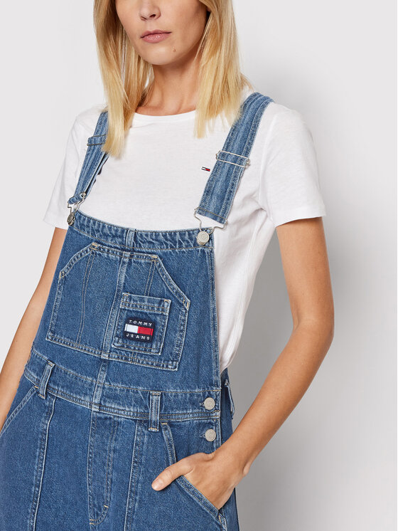 Tommy Jeans Tommy Jeans Kelnės su petnešomis Denim DW0DW11590 Mėlyna Regular Fit