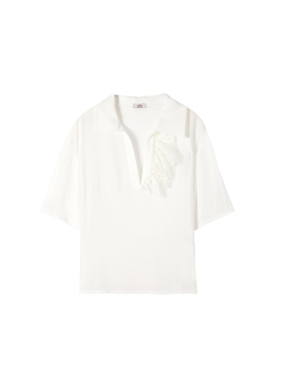 Oltre Oltre Blusa 2515J000761N021 Bianco Regular Fit