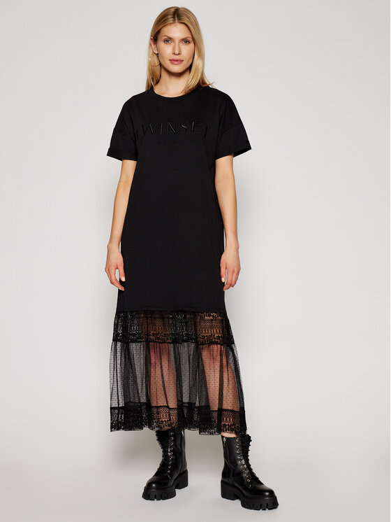 TWINSET TWINSET Sukienka codzienna 211TT2290 Czarny Regular Fit