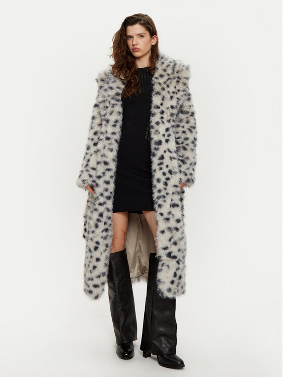BARDOT BARDOT Pelzmantel 59775JB Grau Regular Fit