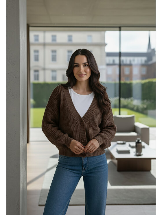 FIGL FIGL Ζακέτα M1263 Καφέ Regular Fit
