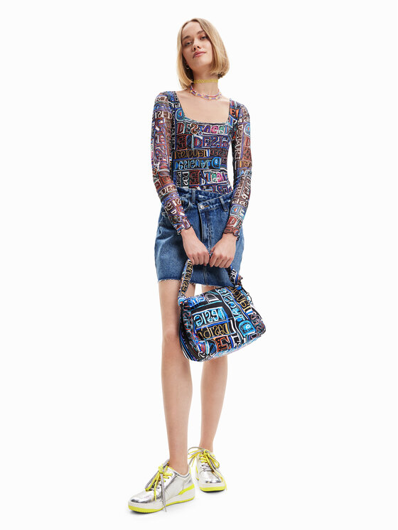 Desigual Desigual Glaustinukė Lettering 23SWQK05 Juoda Slim Fit