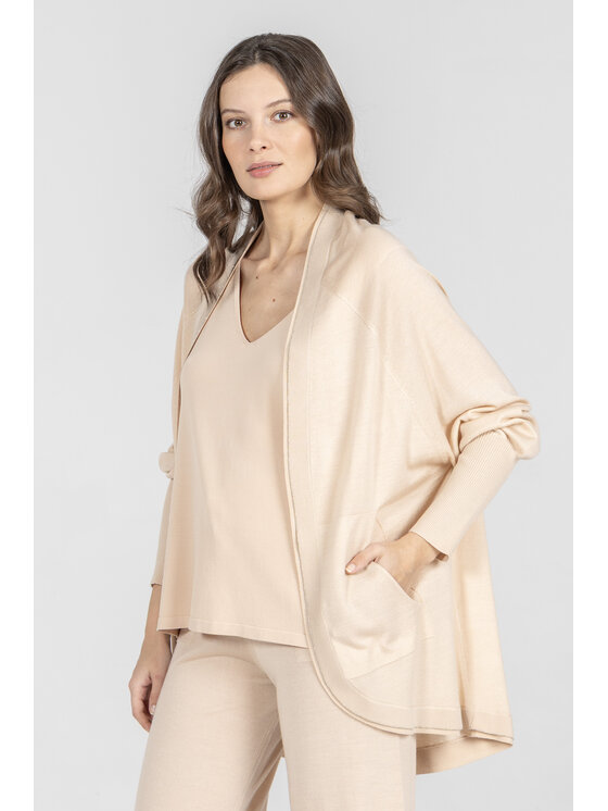 Deni Cler Milano Deni Cler Milano Kardigan T-DC-U401-F2-90-12-1 Beżowy Oversize