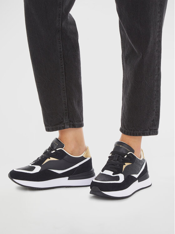 Tommy Hilfiger Tommy Hilfiger Sneakersy Lux Monogram Runner FW0FW07816 Černá