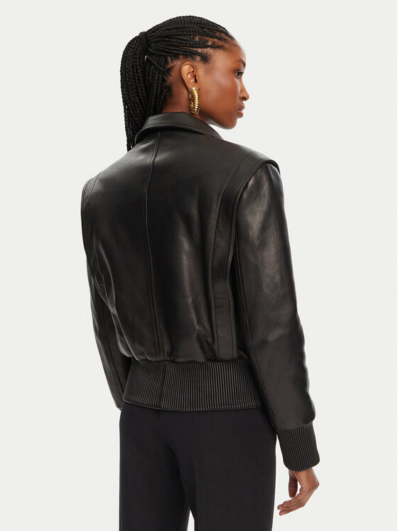 Balmain Balmain Μπουφάν δερμάτινο DF0TH275LC62 Μαύρο Regular Fit