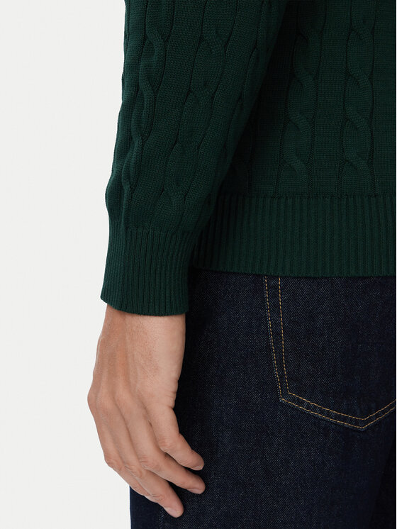 Gant Gant Bluză cu gât 8050607 Verde închis Regular Fit