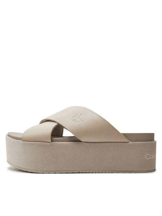Calvin Klein Jeans Calvin Klein Jeans Şlapi Flatform Cross Mg Uc YW0YW01349 Bej