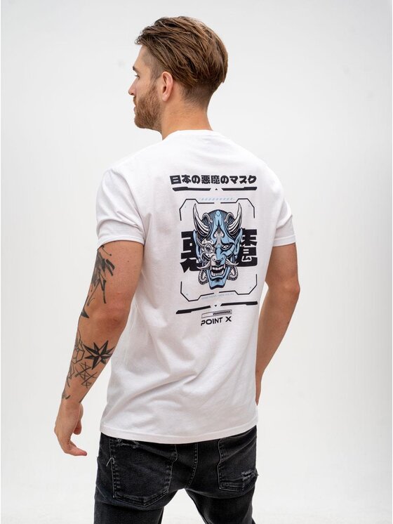 Point X Point X T-Shirt Koszulka Męska Techwear Biała Point X Monster M Biały Regular Fit