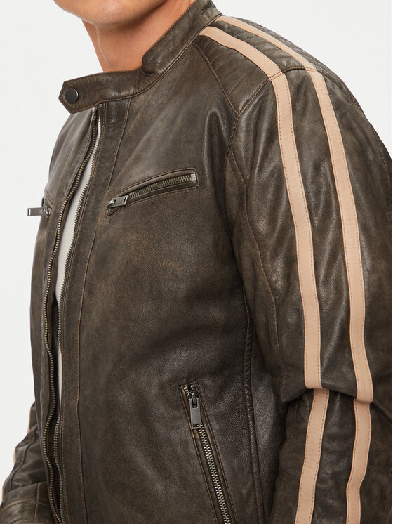 Serge Pariente Serge Pariente Lederjacke Alon 2 Braun Regular Fit