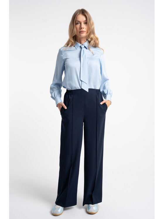 CLICK CLICK Spodnie materiałowe 30-369 Granatowy Wide Leg