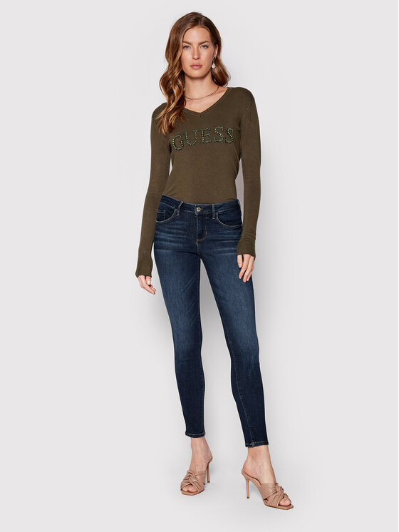 Guess Guess Jeans hlače Annette W2YA99 D4Q03 Mornarsko modra Skinny Fit