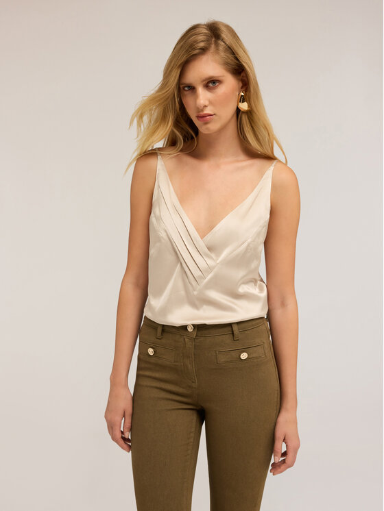 Motivi Motivi Top D759Q000487N002 Écru Slim Fit