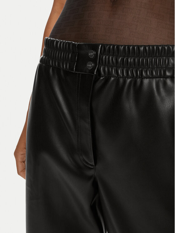 HUGO Hugo Ādas imitācijas bikses Halmara-1 50516876 Melns Relaxed Fit