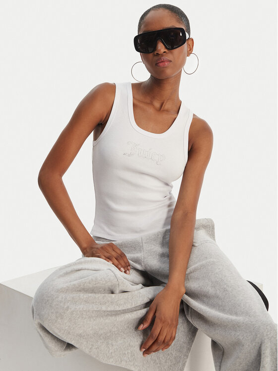 Juicy Couture Juicy Couture Top Thin Strap JCWLV126308 Alb Slim Fit
