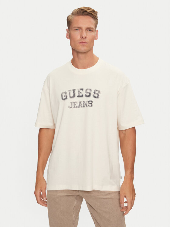 Guess Guess Tričko M4BI78 K8FQ4 Écru Oversize