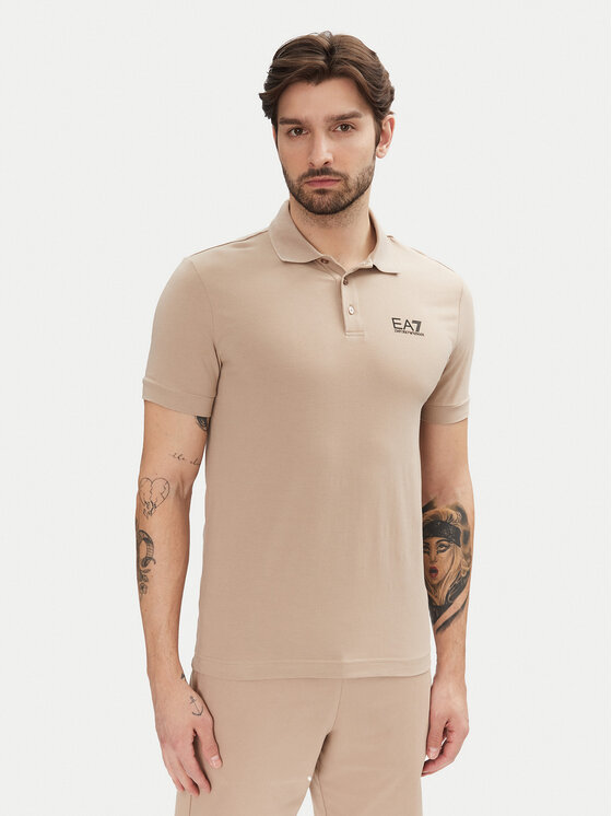 EA7 Emporio Armani Męskie Polo, rozmiar S, Beżowe, 8NPF14 PJVQZ U6155