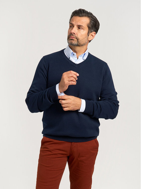 Willsoor Willsoor Sweter 71404 Granatowy Regular Fit