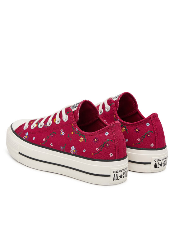 Converse Converse Кеди Chuck Taylor All Star Lift Platform Embroidered Floral Patchwork A15535C Бордовий