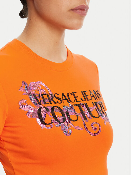 Versace Jeans Couture Versace Jeans Couture Tricou 78HAHC05 Portocaliu Slim Fit