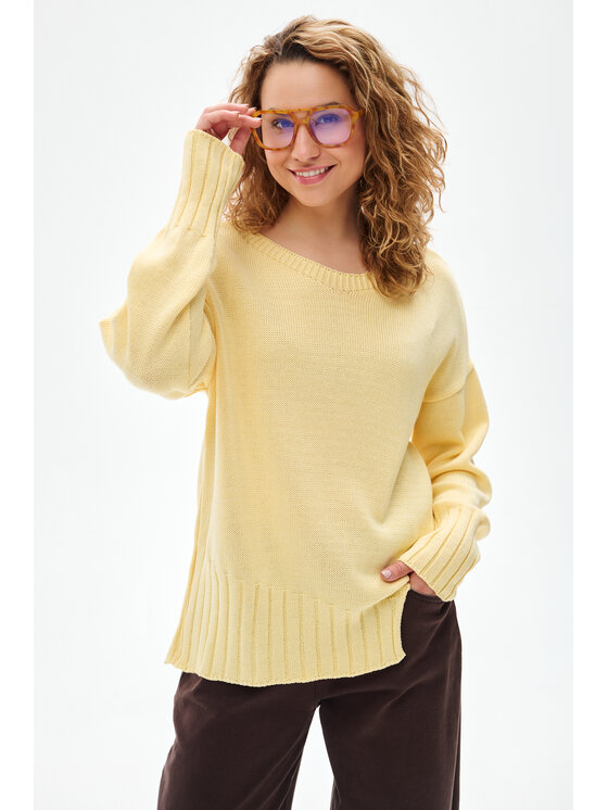 blue shadow blue shadow Sweter Bocq Żółty Regular Fit