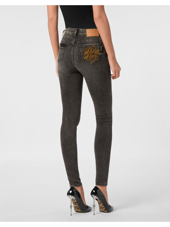 PHILIPP PLEIN PHILIPP PLEIN Jegginsy 24297 Szary Jegging Fit